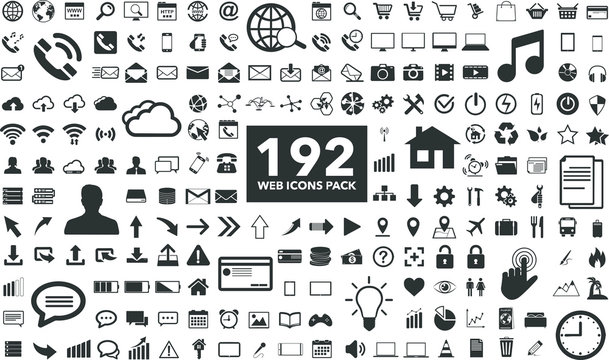 Internet web icons collection on white background