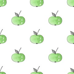 Pattern with cartoon apples. Seamless background 3