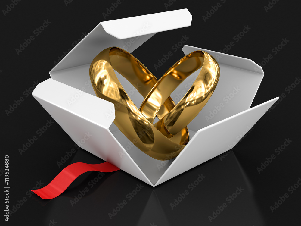 Poster open package with rings. image with clipping path