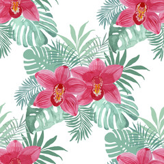 Seamless watercolor pattern with flowers - 119526014