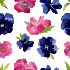 Seamless watercolor pattern with flowers - 119526051
