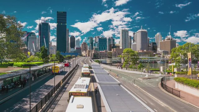 Timelapse of of Brisbane Skyline as seen from South Bank.