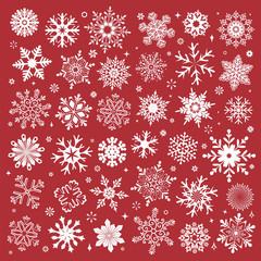 White snowflakes icon on red background