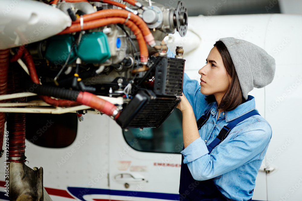 Wall mural Repairing airplane motor