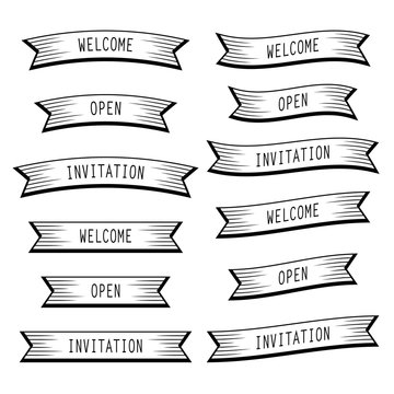 ribbon banners welcome open invitation vector