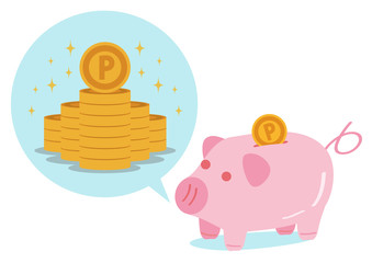 イラスト素材　貯金　ポイント沢山