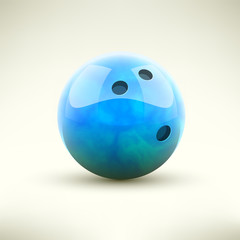 Blue bowling ball isolated realictic vector illustration