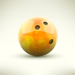 Orange bowling ball isolated realictic vector illustration
