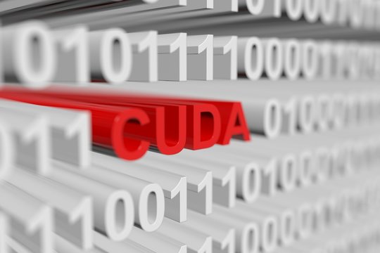 CUDA as a binary code with blurred background 3D illustration