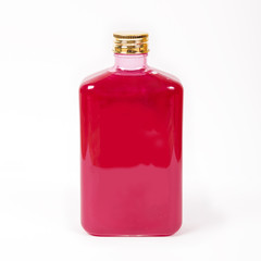 Shampoo, liquid soap in a bottle of red color