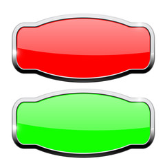 Decorative buttons, red and green, with chrome frame