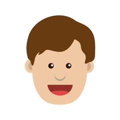 man head cartoon happy smiling face icon. Flat and isolated design. Vector illustration