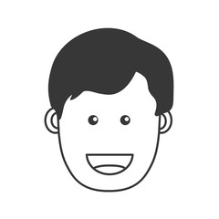 man head cartoon happy smiling face icon. Flat and isolated design. Vector illustration