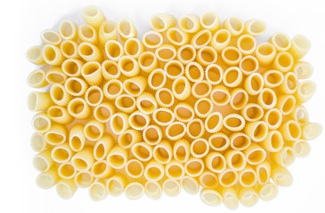 Macaroni close up on a white background.