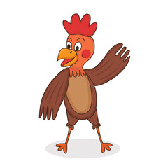 Cute mascot rooster, cock a children's character. Vector illustration