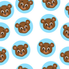 Cute baby teddy bear seamless texture. Teddy bear background, wallpaper, fabric. Vector illustration.