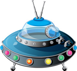 Realistic illustration of an unidentified flying object with an empty cabin