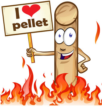 pellet cartoon with signboard   on white background