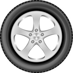 Obraz premium isolated car wheel with aluminum rim and tire
