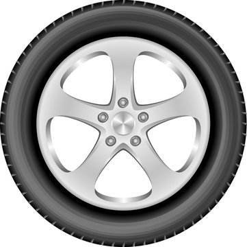 recommend clip art: isolated car wheel with aluminum rim and tire