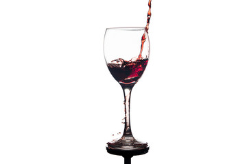 red wine splash in glass