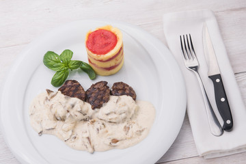 roasted medallions with mushroom sauce
