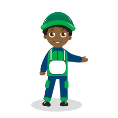 Cartoon character builder. Black man mascot. Black man mascot logo. Black worker. Vector illustration