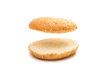 bun with sesame hamburger