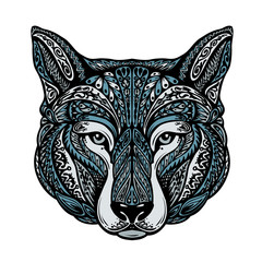 Obraz premium Ethnic ornamented dog or wolf. Vector illustration
