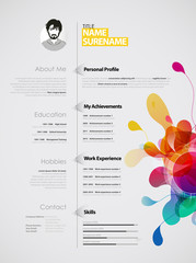 Creative, color rich CV / resume template. - obrazy, fototapety, plakaty