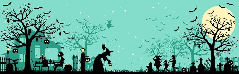 Türaufkleber Halloween silhouette Background/5 unique layers of halloween pattern easy to color adjustment   © heavypong