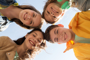 group of happy teenage friends