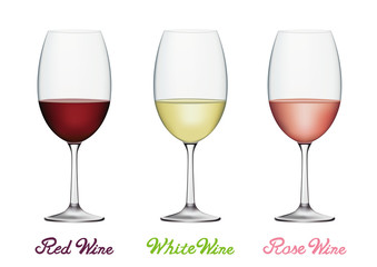 赤ワインと白ワインとロゼワイン　ワイングラスセット