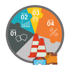 infographic cone glasses boots industrial security safety protection icon set. Colorful and flat design. Vector illustration