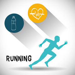 runner athlete man male heart water running training fitness healthy lifestyle sport marathon icon. Colorful and flat design. Vector illustration