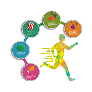 Runner Athlete Man Male Food Running Training Fitness Healthy Lifestyle Sport Marathon Icon. Colorful And Flat Design. Vector Illustration