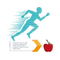 runner athlete man male apple running training fitness healthy lifestyle sport marathon icon. Colorful and flat design. Vector illustration