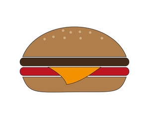 hamburger fast food menu restaurant lunch icon. Flat and isolated design. Vector illustration