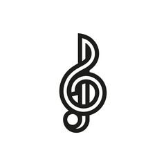 Treble clef icon on white background
