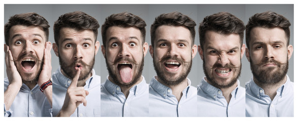 Collage of happy and surprised emotions
