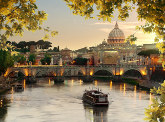 Bridge of Saint Angelo in Rome - obrazy, fototapety, plakaty