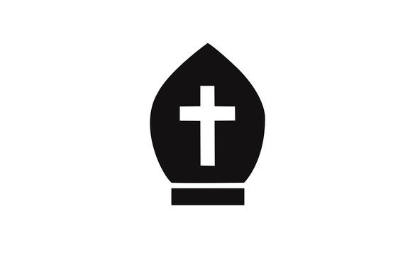 Vector christianity hat symbol icon on white background 