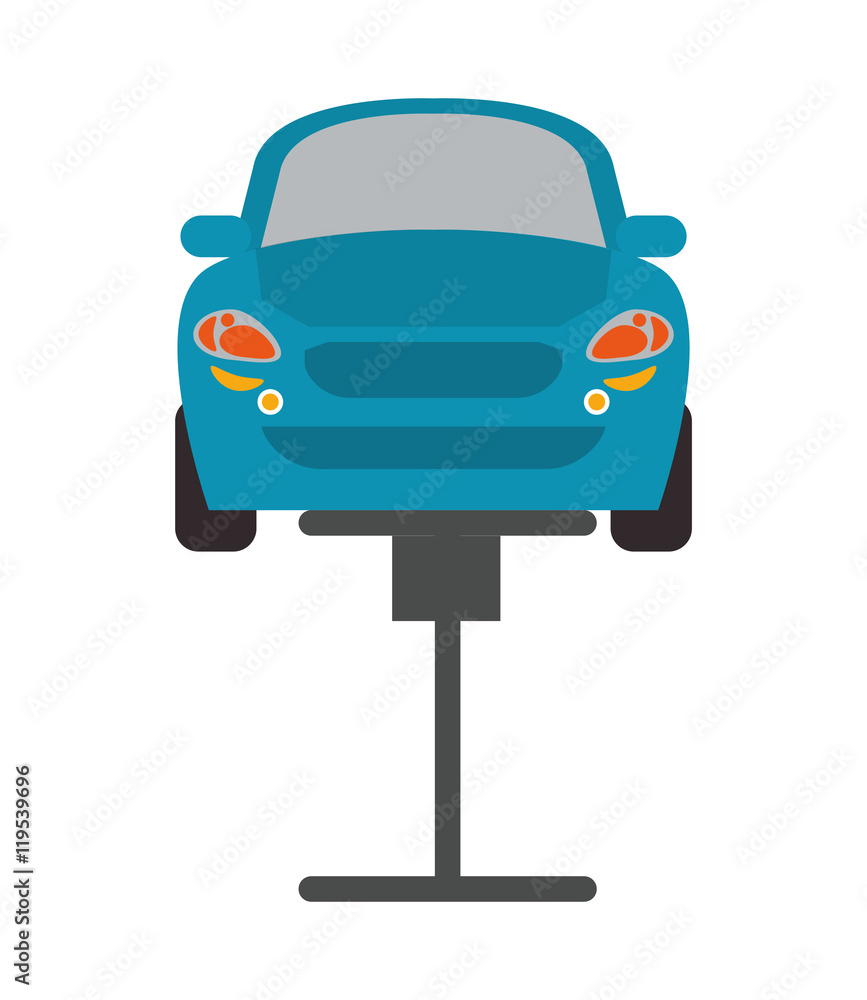 Poster car repair automobile transportation vehicle technology icon. flat and isolated design. vector illus