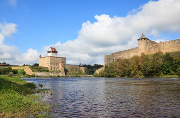 Hermann Castle in Narva, Estonia  and  Ivangorod Fortress, Russia
