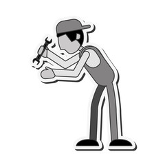 repairman wrench hat builder constructer worker proffesional icon. Flat and isolated design. Vector illustration