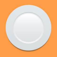 White plate isolated vector illustration
