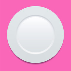 White plate isolated vector illustration