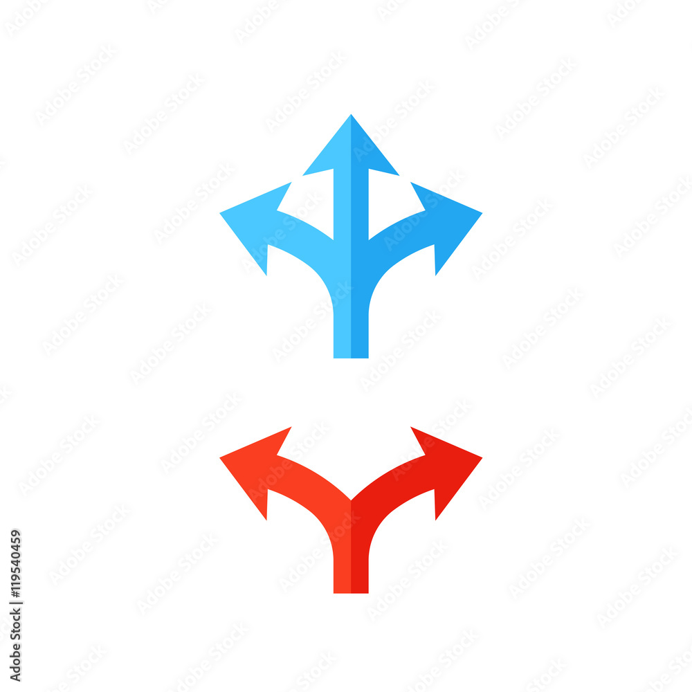 Poster two and three way arrows icon