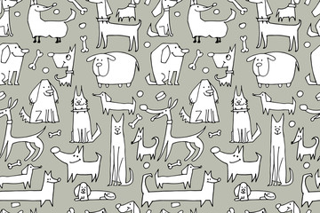 Funny dogs collection, seamless pattern for your design