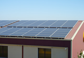 Solar panels on a warehouse roof